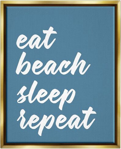 Stupell Industries Eat Beach Sleep Repeat Blue Script Phrase, Design by Lettered and Lined in Saudi Arabia