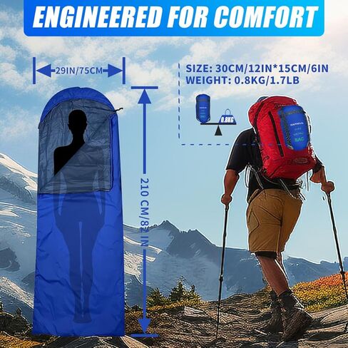 حقيبة نوم للتخييم - 3 مواسم للطقس الدافئ والبارد - خفيفة الوزن وسهلة الاستخدام للبالغين والأطفال - حقيبة نوم للتخييم والسفر في الهواء الطلق in Kuwait