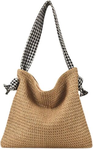 Casual Stylish Beach Bag, Straw Bag Summer Purse Shoulder Bag Straw Woven Handbag For Beach Vacation in Saudi Arabia