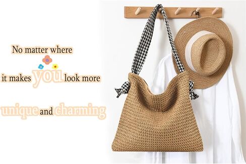 Casual Stylish Beach Bag, Straw Bag Summer Purse Shoulder Bag Straw Woven Handbag For Beach Vacation in Saudi Arabia