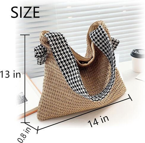 Casual Stylish Beach Bag, Straw Bag Summer Purse Shoulder Bag Straw Woven Handbag For Beach Vacation in Saudi Arabia