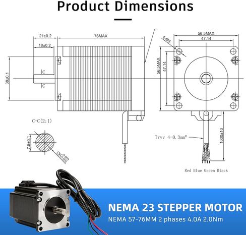 Nema 23 محرك متدرج 4.0A 2.0Nm طول 76 مللي متر مع عمود 8 مللي متر لطريق مخرطة مطحنة CNC in Kuwait