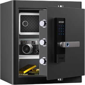 RPNB Deluxe Home Safe and Lock, Smart Touch Screen Biometric Fingerprint Security Safe with Voice Prompt, One-touch Unlock, Interior Box, Dual Warning, Suitable for Home, Office, Hotel, 1.6 Cubic Feet