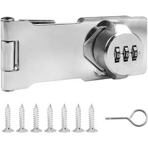 Password Hasp Locks, 90 Degree Barn Door Lock, Keyless Combination Lock for Small Doors, Cabinets, Barn Door, Bathroom, Outdoor, Garden (Black-1pc, 97mm)