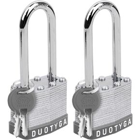 Laminated Keyed Padlock, Keyed Alike Locks, 1-3/4"(45mm) Wide, Long Shackle Heavy Duty Padlocks for Gates, Gym Locker, Toolbox, Case, Sheds and Fences, Pack of 10