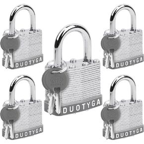 Laminated Keyed Padlock, Keyed Alike Locks, 1-3/4"(45mm) Wide, Long Shackle Heavy Duty Padlocks for Gates, Gym Locker, Toolbox, Case, Sheds and Fences, Pack of 10