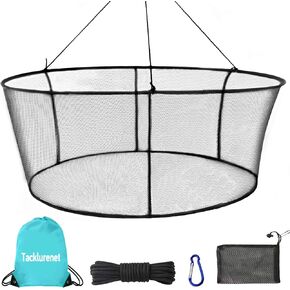 Foldable Drop Net for Pier Fishing, Pier Fishing Net for 32inch*28inch Pier Net with Waterproof and Quick-Drying, Drop Net for Pulling Up Fish with Rope for Minnows, Crawfish, Shrimp, Diameter