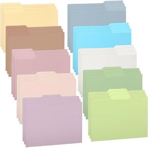 30 Pcs Decorative File Folders Letter Size Colored Manilla File Folders with 1/3-cut Tabs 11.69 x 9.25 Inches Graphic Geometric Floral Leaf Office Supplies Organizers(Earth Tone)