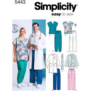 Simplicity Easy To Sew Men and Women's Scrubs and Doctor's Outfit Costume Sewing Pattern, Sizes XL-XXXL