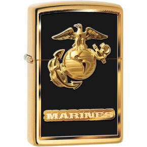 Zippo Lighter: USMC Marines Logo - High Polish Brass 80950
