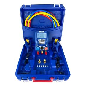 Digital Manifold Gauge HVAC Refrigeration Heavy Duty with 2 Wired Temperature High Low Side Pressure Measurement Superheat Subcooling 3 Hose Refrigeration Support 88 Types of Refrigerants