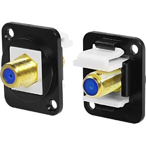 XMSJSIY F-Type D-Series Panel Mount Coaxial Adapter Connecotr RG6 3GHz Cable Coax Extender Female to Female Coupler Panel Socket with Detachable Keystone Snap in Socket for Wall Plate -2 Pcs