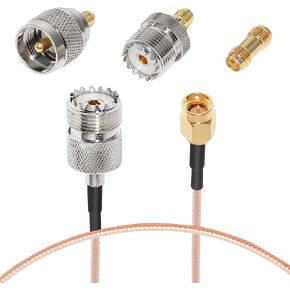 Anina RG316 RF Coaxial Cable SMA to UHF SO239 PL259 12 Inch Extension Cable with 3 pcs Adapters Kit for Handheld CB Ham Radio Antenna Walkie Talkie