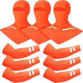 3 Pcs Summer Balaclava Face Cover and 3 Pairs Sun Protection Cooling Arm Sleeves with Reflective Strip for Men Women