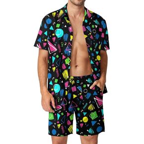 Vintage 80s 90s Men's Hawaiian Shirt And Shorts Set - Lightweight Comfort, Casual Fashion Summer Summer Beach