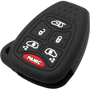 Silicone Key Fob Cover Fit for Chrysler Town & Country Voyager Dodge Caravan Grand Caravan Straight 6 Buttons | Car Accessories | Remote Key Protection Case - Black