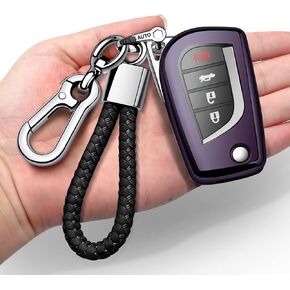 Autophone Compatible with Toyota Key Fob Cover with Keychain Soft TPU 360 Degree Protection Key Case for Fortuner Tundra Camry RAV4 Highlander Corolla Smart Key(Pink)