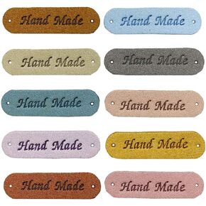 PU Leather Label Clothing Hand Made Embossed Tag Embellishment Knit DIY Accessories for Jeans Bags Shoes Hat –50PCS 1.2x4.5cm