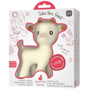 CaaOcho Pure Natural Rubber Teething Baby Toy - Sola The Goat Teether for Babies, BPA Free Baby Toy, All Natural Teething Toys for Babies 0-6, Safe and Fun Molar Teether Toy
