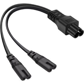 CERRXIAN C6 to Dual C7 Power Cord, IEC 320 C6 Male to 2XC7 Female Splitter Power Cable, IEC 320 C6 to 2XC7 Adapter Converter AC Power Supply Cord (2.5A/125V) 1FT/0.3M