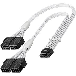 Fasgear PCI-e 5.0 Extension Cable: 16Pin(12+4) Male to PCIE 5.0 4x8(6+2) Pin Female Sleeved Extension Cable, 40cm 12VHPWR Cable Compatible for GPU GeForce RTX 3090Ti & RTX 4080 4090 (16AWG/Black)