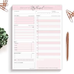 Daily Planner Notepad To Do List Schedule- 50 Tear off Premium Stay Focused Lists Pad (Rose Pink)
