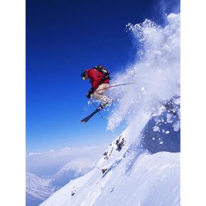 Wee Blue Coo Skier Ski Jumping Snow Sport Sky Unframed Wall Art Print Poster Home Decor Premium