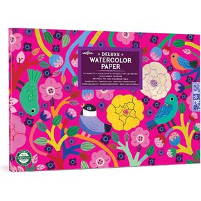 eeBoo: Birds in Fuchsia Watercolor Pad - 16 Sheets, 85 lB Paper, 9.5 x 6.5 Book, Neutral PH & Chlorine-Free, Painting Art Supplies, Kids Ages 3+