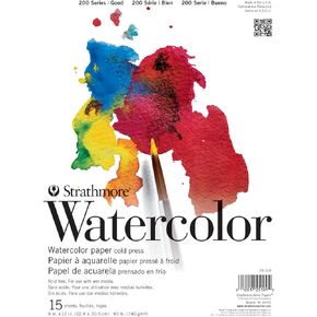 Strathmore 200 Series Watercolor Paper Pad, 9x12 inch, 15 Sheets