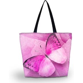 Beautiful Flower Tote Bag Large Women Casual Shoulder Bag Handbag, Reusable Portable Storage Handbags Convenient Shoppers Tote Beach Shopping Bag