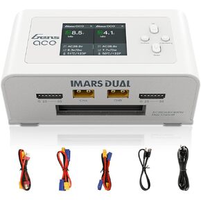 Gens Ace Lipo Battery Charger Imars Dual Smart Lipo Charger 15A AC 200W DC 600W RC Charger（White）
