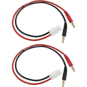 2Pcs Multifunctional Balance Charge Lead T-Amiya Connector Plug to 4mm Banana Plugs with 30cm 14AWG Cable for RC Helicopters Battery Connector in Kuwait