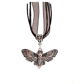 Death's Head Hawk Moth Pendant Necklace with 18 inch stylish black cord for Halloween and other occasions