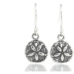 Sterling Silver Tiny Sand Dollar Charm Earrings in Kuwait