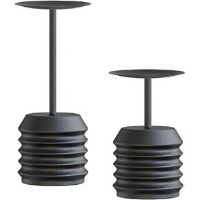 smtyle Halloween Candle Holder Decor Black Candle Holders Set of 2 with Iron-3" Diameter Suitable for Pillar Candles Ideal for Table Centerpiece