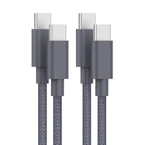 كابل USB C إلى USB C 60 وات 6.6 قدم 2 حزمة، سلك شحن سريع USBC من النوع C لأجهزة MacBook Pro وAir وiPad Pro 12.9 11 بوصة وiPad Air Mini وiPhone15/Pro/Pro Max وSamsung Galaxy S23+ S23 Ultra وPixel وLG