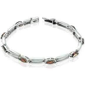 Sterling Silver 925 Tennis Bracelet GENUINE GEMS Marquise 8x4 mm Rhodium-Plated Finish 7" Long in Kuwait
