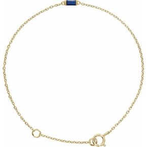 Jewels By Lux 14K Yellow Straight Baguette Natural Blue Sapphire 6 1/2-7 1/2" Bracelet