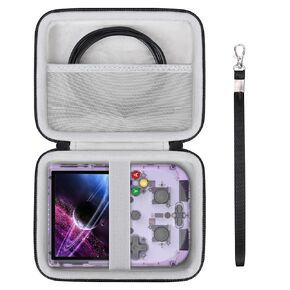 Supmay Hard Carrying Case for RG405V Handheld Game Console, Protective Storage Bag with Zipper Mesh Pocket for Charging USB Cable and Other Accessories, Black