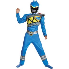 Blue Power Rangers Costume for Kids. Official Licensed Blue Ranger Dino Charge Classic Muscle Power Ranger Suit with Mask for Boys & Girls, Small (4-6)