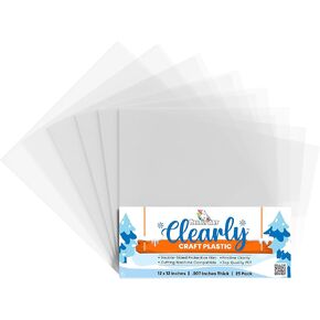 Bearly Art Clearly Craft Plastic - Crystal Clear Acetate Sheets for Crafts 12x12 - .007" - BPA Free - Compatible with Cricut and More - 25 Pack