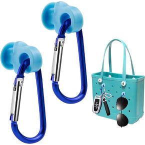2 Set Hooks Set Accessories Compatible for Bogg Bag, Bogg Bag Accessories, Insert Carabiner Key Chain Holder Charms, Compatible for Small & Large Beach Bags (Blue)