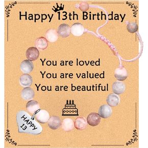 Gifts for Daughter,Charm Bracelet,Pink Bead Bracelet,Adjustable Natural Stone Bracelet,To My Daughter Gifts,Christmas Birthday Thanksgiving Valentines Gifts