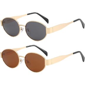 Dollger Polarized Oval Sunglasses for Women Trendy Small Metal Frame Sunglasses Retro Classic Designer Shades