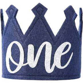 WAWUO Royal Blue Birthday Crown For Baby - 1st Birthday Crown,1st Birthday Party Supplies