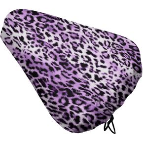 غطاء مقعد دراجة متين مصنوع من جلد الحيوان باللون الأرجواني، غطاء سرج الدراجة على شكل الفهد مع درع واقي لمقعد الدراجة برباط in Kuwait