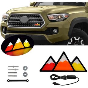 Tri-Color Grille Badge Emblem LED Light Car Truck Badge Emblem lamp Fit for Tacoma 4Runner Tundra Sequoia Rav4 Highlander Decoration Accessories (Diamond)