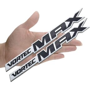 Fits (Pairs) Vortec MAX High Output Emblems Badges Decals 3D Raised Strong Adhesive Fit for Silverado (Chrome Black)
