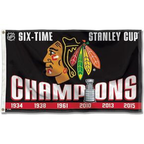 Chicago Blackhawks 6 Time Stanley Cup Champions Flag