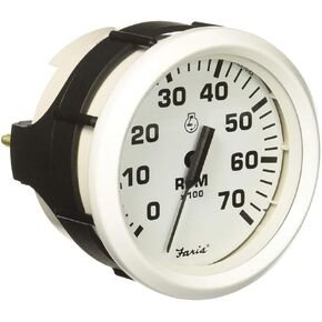 Faria Beede 33104 Dress Tachometer (7000 RPM) - 4', White